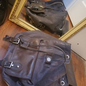 Leather Frye drawstring backpack